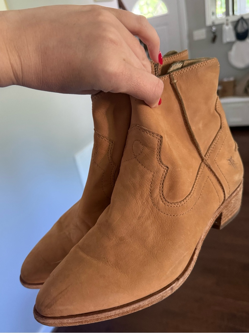 Frye Tan Leather Ankle Booties